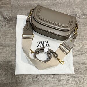 Zara Gray Crossbody Bag with Gold Accents